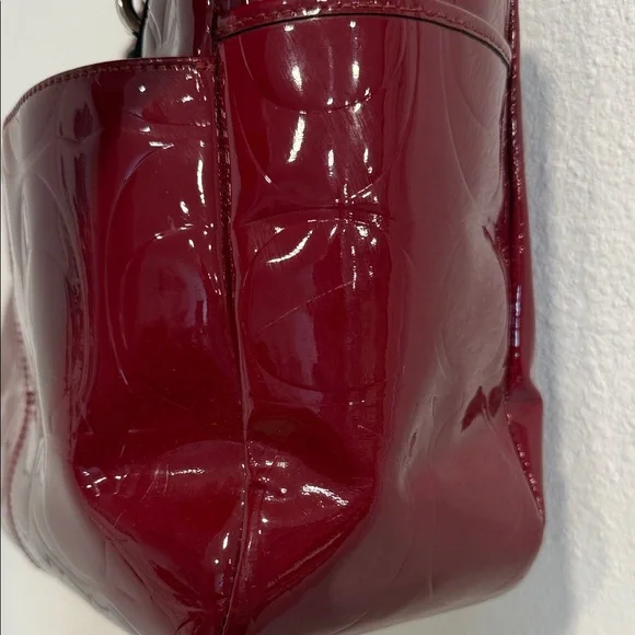 Coach Deep Red Patent Leather Shoulder Bag - Picture 5 of 10